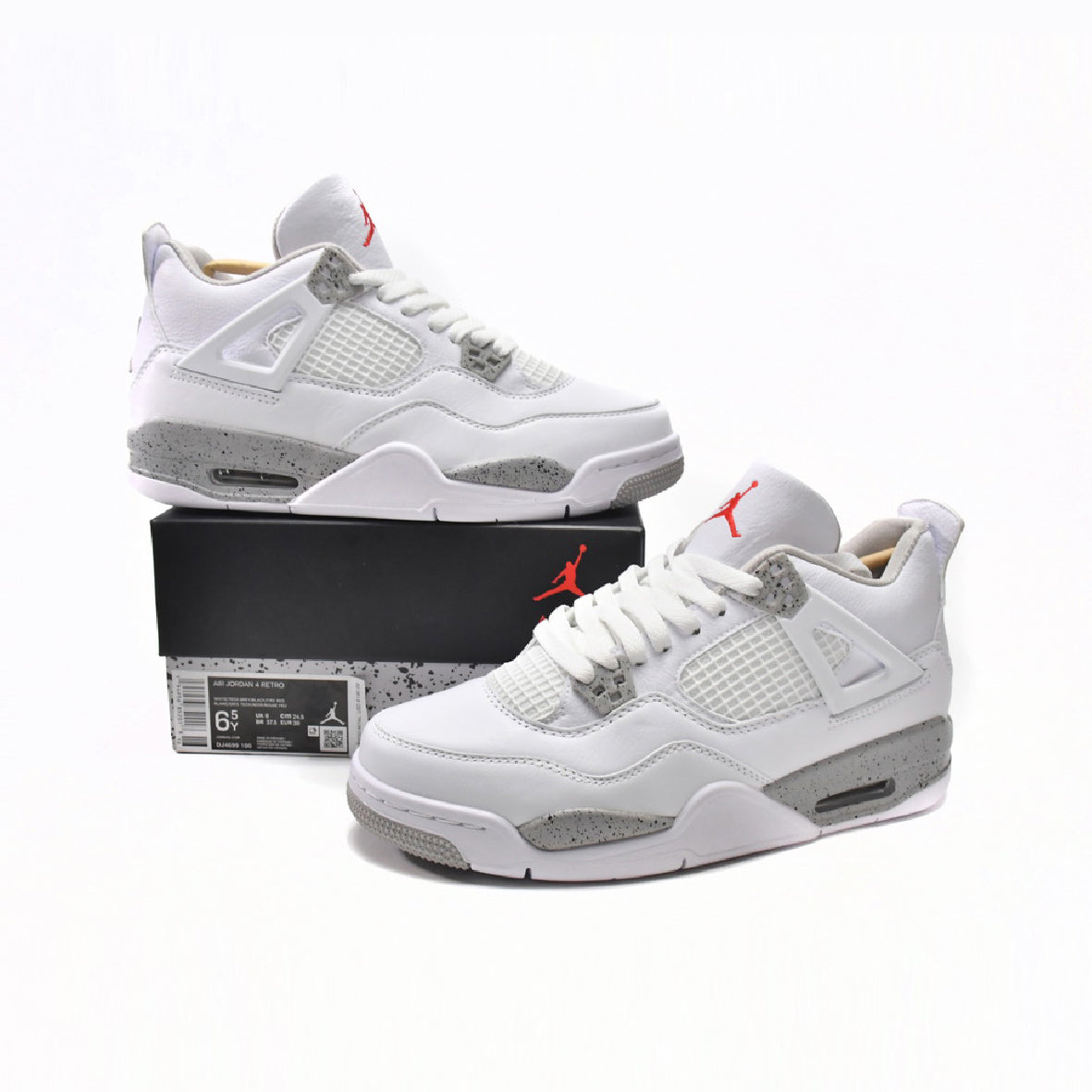 Zapatillas Nike Air Jordan 4 Retro White Oreo Blanco Cemento Hombre